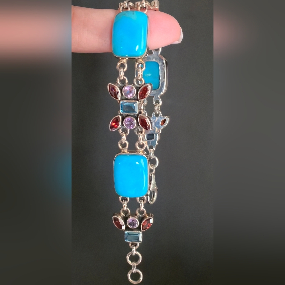 Nicky Butler Turquoise Garnet 925 Sterling Silver Designer Bracelet Amethyst NB - Picture 8 of 16